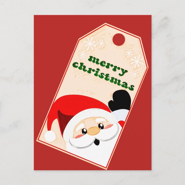 Carte Postale Joyeux Noël de Père Noël étiquette cadeau (Devant)