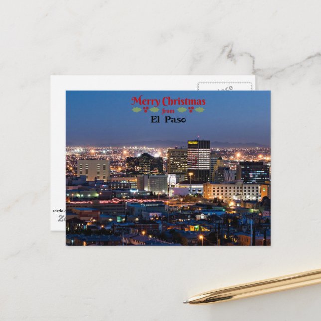 Carte Postale Joyeux Noël d'El Paso (Devant/Arrière en situation)