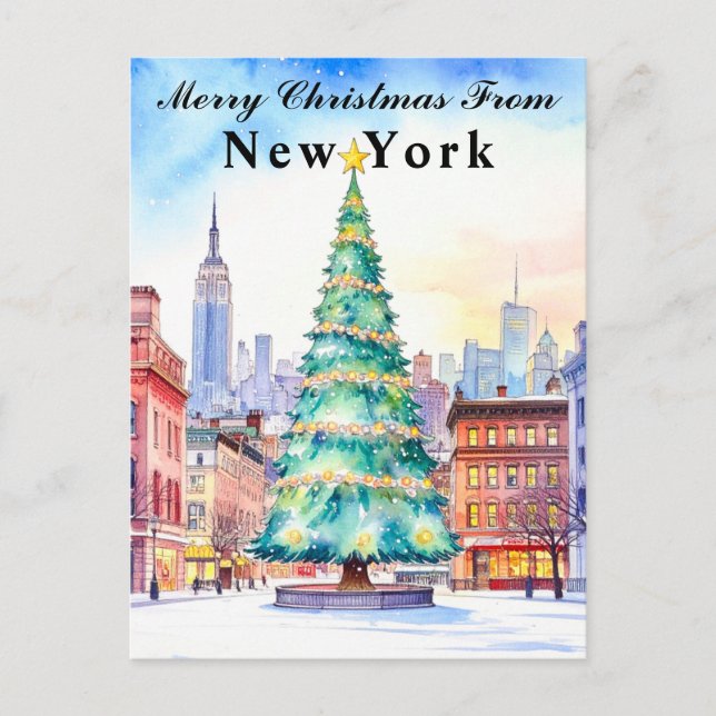 Carte Postale Joyeux Noël depuis l'arbre de Noël de New York (Devant)