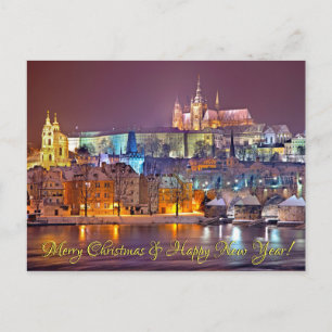 Carte postale Joyeux Noël du château de Prague