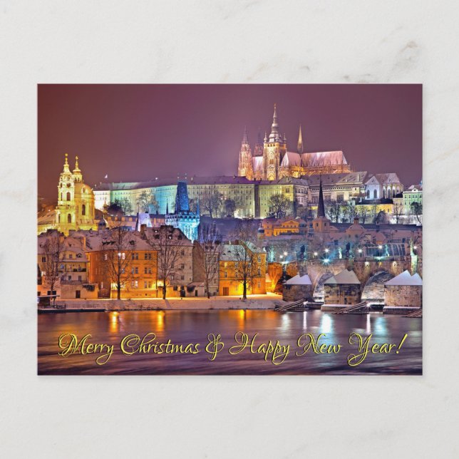 Carte postale Joyeux Noël du château de Prague (Devant)