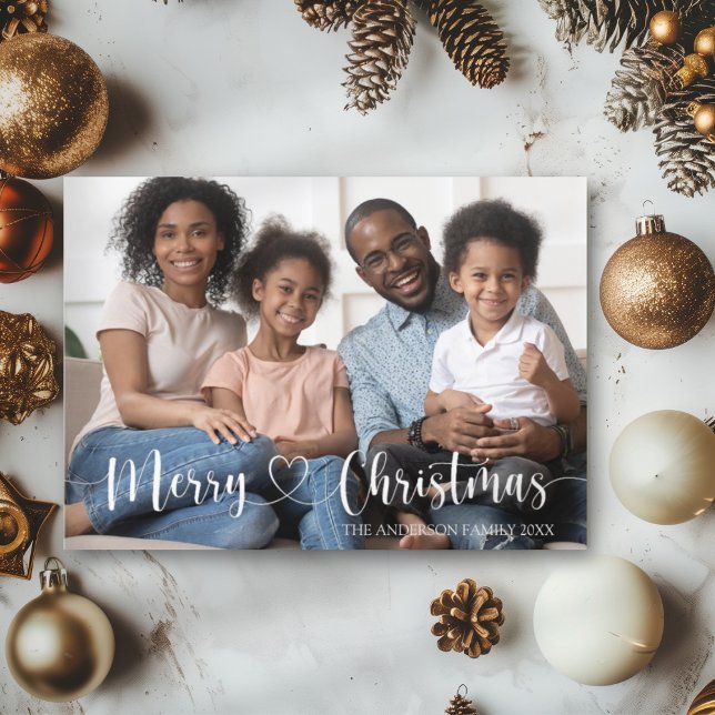 Carte Postale Joyeux Noël Écriture Blanche Photo Complète (Créateur téléchargé)