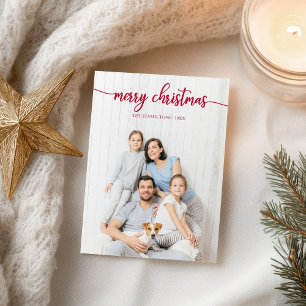 Carte Postale Joyeux Noël Élégant Script Photo Unique