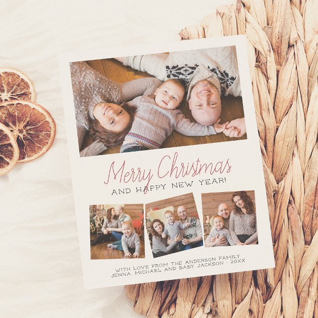 Carte Postale Joyeux Noël et Bonne Année 4 Photos Collage (Créateur téléchargé)