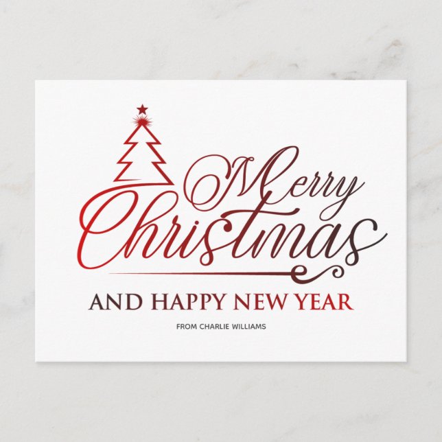 Carte Postale Joyeux Noël et Bonne Année | Typographie (Devant)