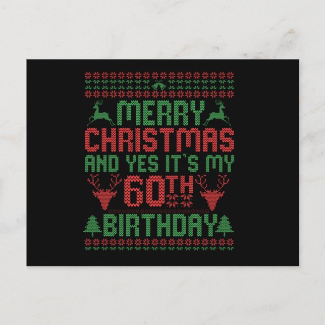 Carte Postale Joyeux Noël et oui c'est mon cadeau d'anniversaire (Devant)