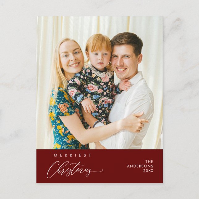 Carte Postale Joyeux Noël Famille Photo Bonheur Salutation (Devant)