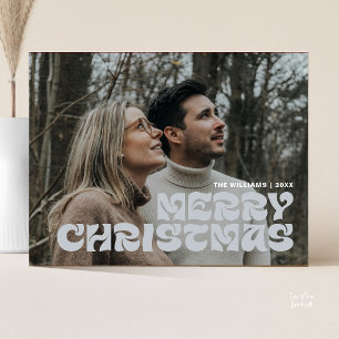 Carte Postale Joyeux Noël Famille Photo, Élégant Chic élégant