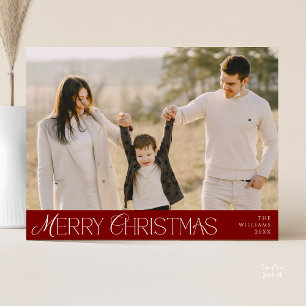 Carte Postale Joyeux Noël Famille Photo, Moderne Élégant