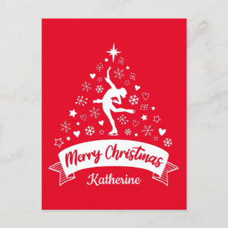Carte postale Joyeux Noël Figure Patinage