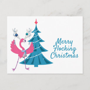 Carte Postale Joyeux Noël Flamant Renne Fête de Vacances