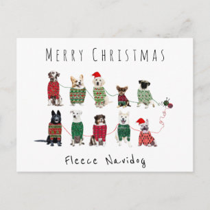 Carte Postale Joyeux Noël Fleece Navidog chiens pull tricoté