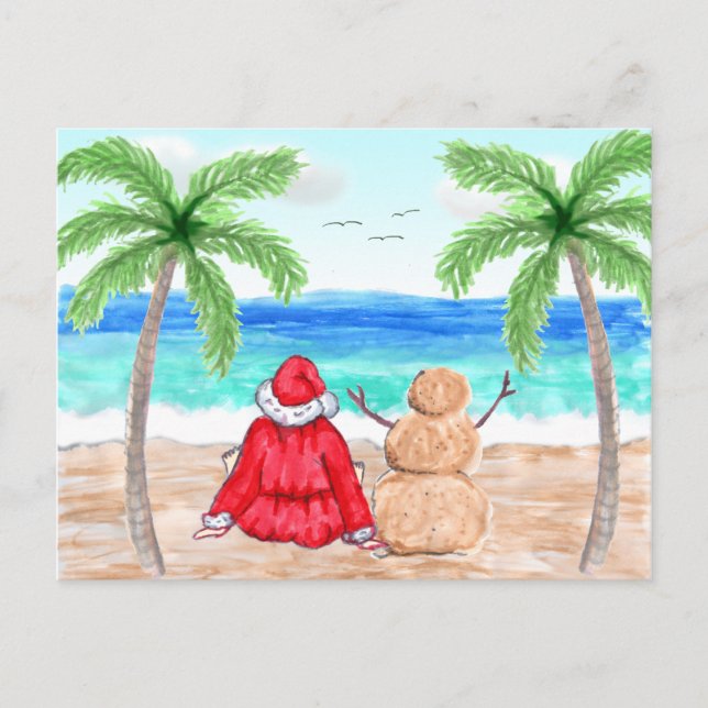 Carte Postale Joyeux Noël Funny Snowbirds Père Noël et Snowman (Devant)