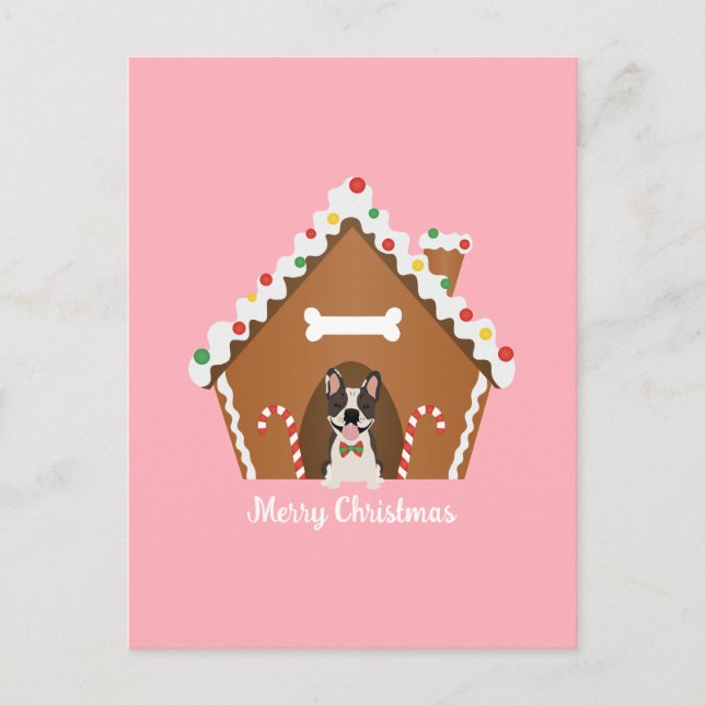 Carte Postale Joyeux Noël Gingerbread Maison de chien (Devant)