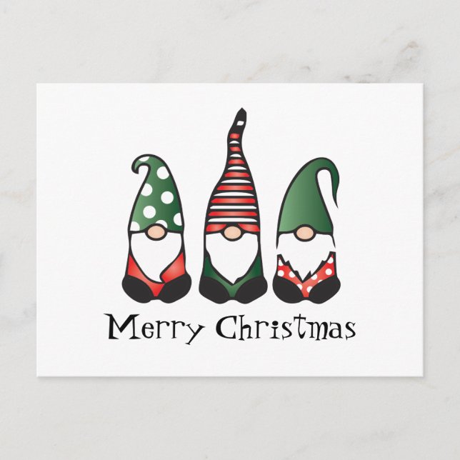 Carte Postale Joyeux Noël Gnomes Rouge Vert (Devant)