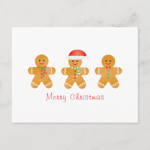 Carte Postale Joyeux Noël Hommes en Pain d'Épice Chapeau de Père