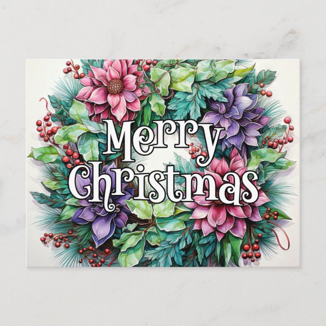 Carte Postale Joyeux Noël Joyeuses Joyeuses Vacances, Tout le mo (Devant)