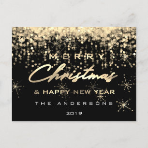 Carte Postale Joyeux Noël Joyeux Nouvel An Black Gold Lumières