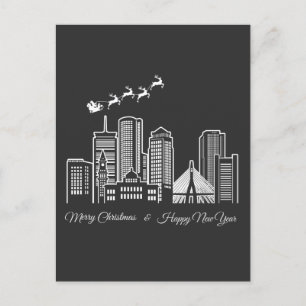 Carte Postale Joyeux Noël Joyeux Nouvel An Boston Massachusett