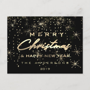 Carte Postale Joyeux Noël Joyeux Nouvel An Lux Gold Joy