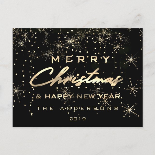 Carte Postale Joyeux Noël Joyeux Nouvel An Lux Gold Joy (Devant)