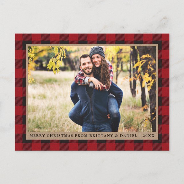 Carte Postale Joyeux Noël Kraft Couple en carton rouge (Devant)