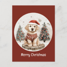 Carte Postale Joyeux Noël Labrador Retriever Puppy