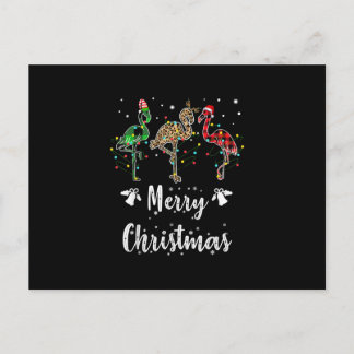 Carte Postale Joyeux Noël Leopard Rouge Vert Flamant rose Plaid