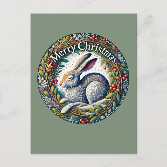 Carte Postale Joyeux Noël Lièvre                               (Devant)