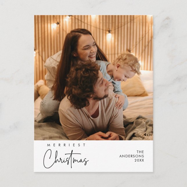 Carte Postale Joyeux Noël Meilleurs Vœux Photo de Famille (Devant)