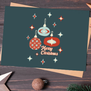 Carte Postale Joyeux Noël Mi-Siècle Ornements modernes