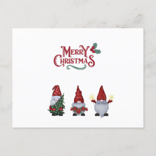 Carte Postale joyeux noël mignon gnomes bonbon pot