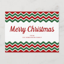 Joyeux Noël Mignon Rayures Vagues Rouges Vertes