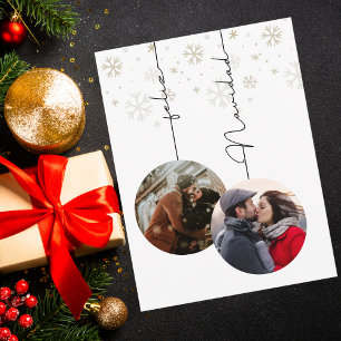 Carte Postale Joyeux Noël Moderne Feliz Navidad Photo & Flocons