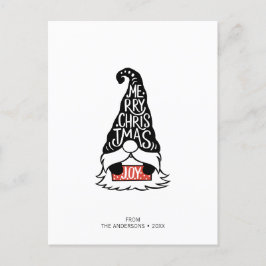 Carte Postale Joyeux Noël moderne Gnome Holiday