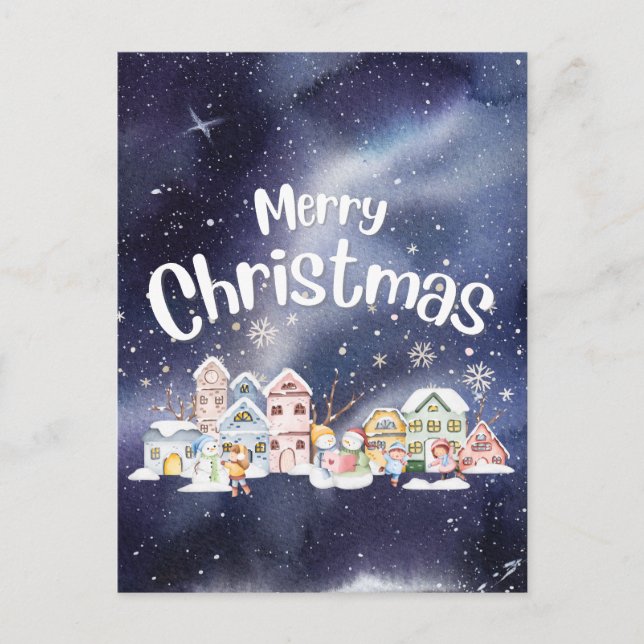 Carte Postale Joyeux Noël neigeux (Devant)
