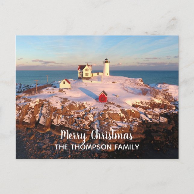 Carte Postale Joyeux Noël Nom de famille Nubble Lighthouse (Devant)