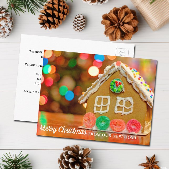 Carte Postale Joyeux Noël Nouvelle Adresse Maison en Pain d'Épic (Créateur téléchargé)
