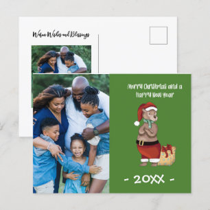 Carte Postale Joyeux Noël Ours Famille Photo Noël