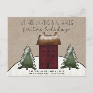Carte Postale Joyeux Noël Pays Saltbox Arbres Nouveau Accueil