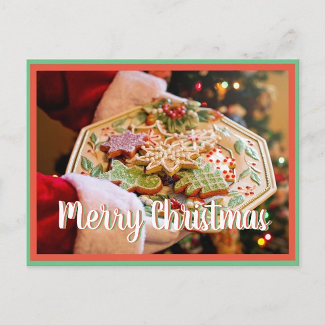 Carte Postale Joyeux Noël Père Noël biscuit poste-croisement (Devant)