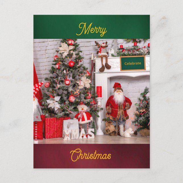Carte Postale Joyeux Noël Père Noël Décorations (Devant)