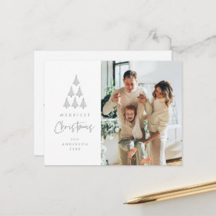 Carte Postale Joyeux Noël, photo de famille au sapin de Noël