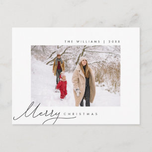 Carte Postale Joyeux Noël, Photo de famille, Écriture minimalist