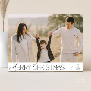 Carte Postale Joyeux Noël Photo de Famille, Élégance Moderne