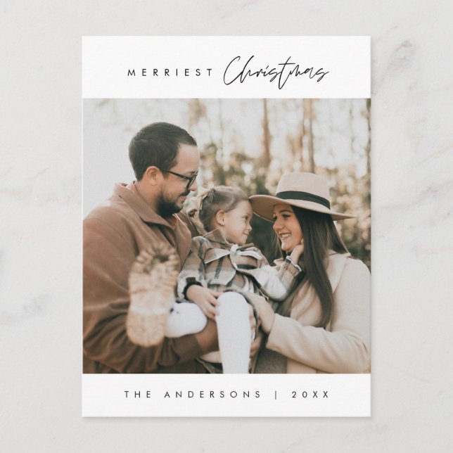 Carte Postale Joyeux Noël Photo de Famille Heureuse (Devant)