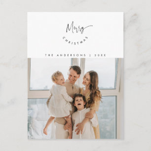 Carte Postale Joyeux Noël, Photo de famille Joyeux Script souria