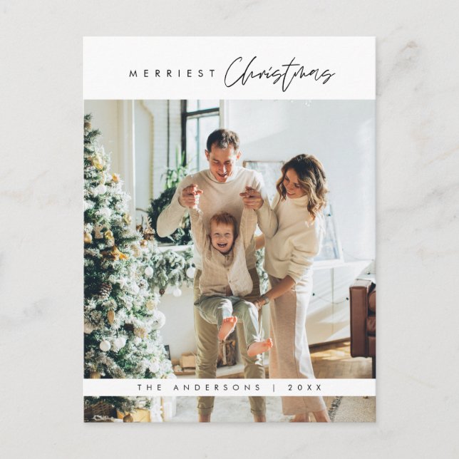 Carte Postale Joyeux Noël Photo de famille, Moderne Minimaliste (Devant)
