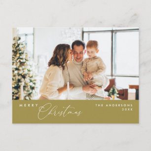 Carte Postale Joyeux Noël Photo de famille, Or élégant