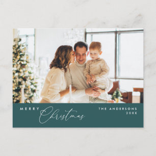 Carte Postale Joyeux Noël Photo de famille, Vert Emeraude